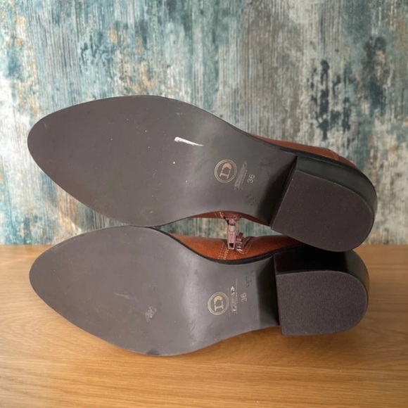 Women's Brown Leather Ankle Booties with Side Zip - Picture 5 of 5